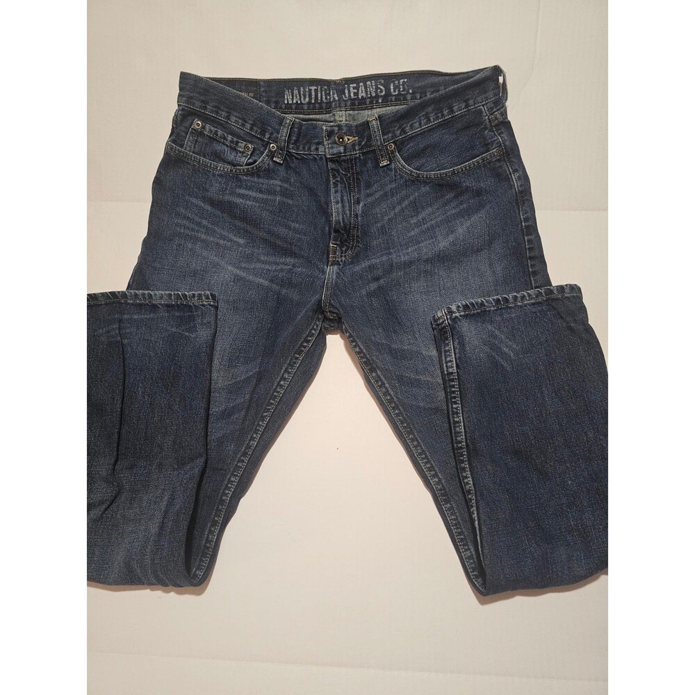 Nautica Jeans Co Mens 34x30 Straight Leg Jeans Dark Wash 100% Cotton Denim
